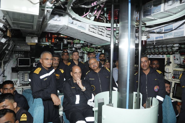 For four hours – Rajnath was ‘underwater’ in INS Khanderi
